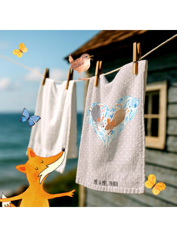 Mr. & Mrs. Panda handtuch gäste wc Mäuse Herz ohne Spruch in Grau Pastell