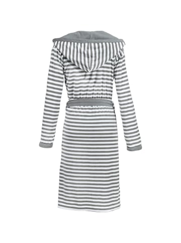 Erwin Müller Leichtfrottier Bademantel mit Kapuze Bernstadt in hellgrau-weiß