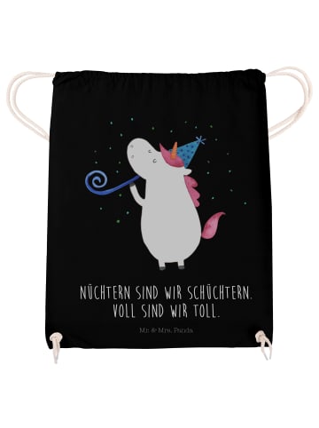 Mr. & Mrs. Panda rucksack beutel Einhorn Party mit Spruch in Schwarz