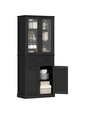 HOMCOM Küchenschrank-76L x 40B x 182,5H cm-Schwarz
