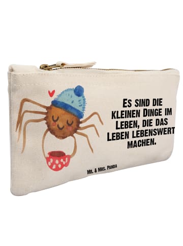 Mr. & Mrs. Panda Schminktasche Spinne Agathe Kaffee mit Spruch in Weiß