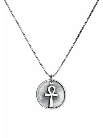 KUZZOI Halskette 925 Sterling Silber Kreuz in Grau