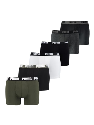 Puma Boxershort 6er Pack in Grün/Schwarz/WeißGrau