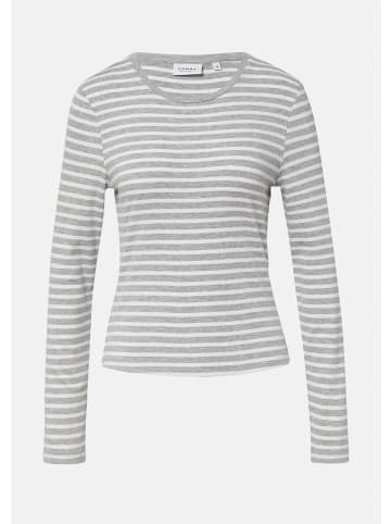 comma CI T-Shirt langarm in Grau-weiß