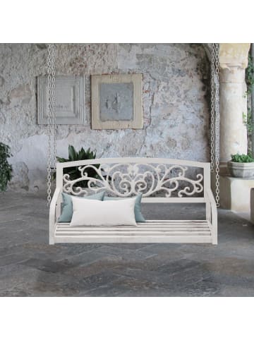 relaxdays Hängebank in Weiß/ Bronze - (B)133 x (H)190 x (T)55 cm