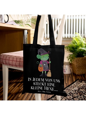 Mr. & Mrs. Panda Tasche Halloween Hexe mit Spruch in Schwarz
