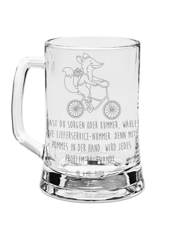 Mr. & Mrs. Panda Humpen Fuchs Lieferung Pommes mit Spruch in Transparent