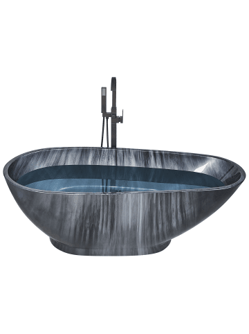 Beliani Freistehende Badewannen RIOJA in Schwarz/Silber - (W) 80 x (H) 58 x (L) 170 cm