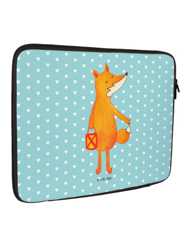 Mr. & Mrs. Panda Laptop Hülle Fuchs Laterne ohne Spruch in Türkis Pastell