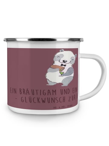 Mr. & Mrs. Panda Becher Emaille Bräutigam Gentleman mit Spruch in Kaffa Coffee