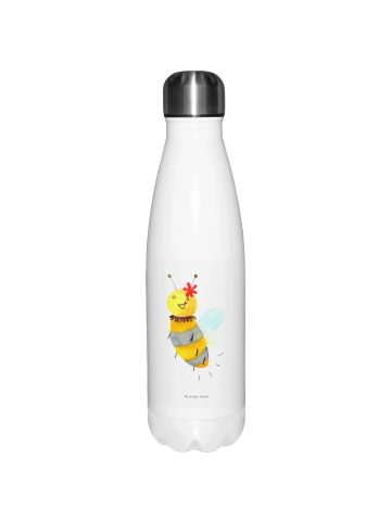 Mr. & Mrs. Panda Trinkflasche Biene Blume ohne Spruch in Weiß