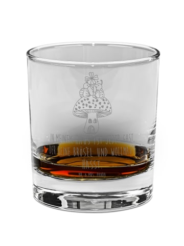Mr. & Mrs. Panda Whiskey Glas Marienkäfer Fliegenpilz mit Spruch in Transparent
