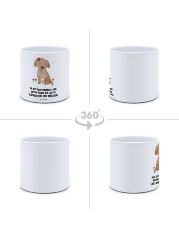 Mr. & Mrs. Panda Pflanztopf Groß Hund Dame mit Spruch in Weiß
