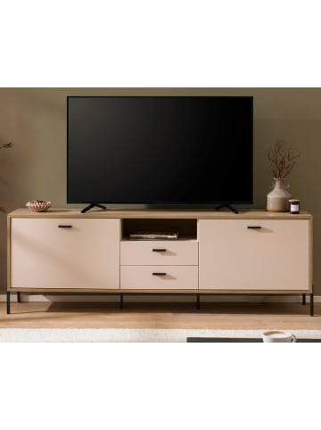 Furn.Design TV-Lowboard in kaschmir und Eiche 195 x 64 cm, TV Unterteil mit Soft-Close