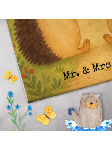 Mr. & Mrs. Panda Handtuch Igel Liebe Design mit Spruch in Weiß