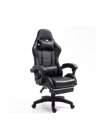 Wisam® Gaming Stuhl Drehbar Fußstütze Schwarz