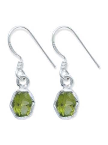 mantraroma 925er Silber - Ohrringe (L) 7 x (B) 27 mm mit Peridot facettiert