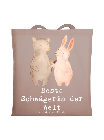 Mr. & Mrs. Panda Tragetasche Hase Beste Schwägerin der Welt mit ... in Braun Pastell