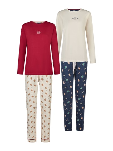 Happy Shorts Pyjama Christmas in bordeaux/offwhite/ navy