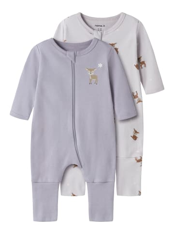 name it 2er Pack Schlafstrampler NBFNIGHTSUIT LILAC DEER in lilac marble