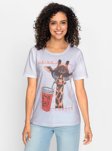 WITT WEIDEN Kurzarmshirt in weiß-orange-bedruckt