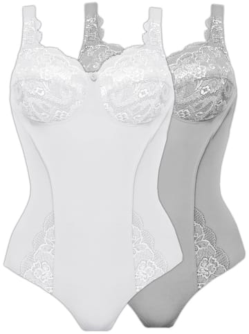 SUSA 2er Pack Body ohne Bügel Latina in Weiss grau