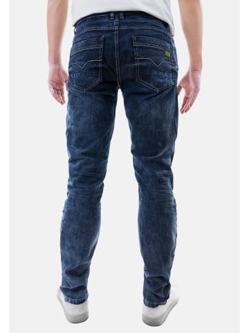 Jaylvis Acid Denim Jeans mit Kontrastnähten und Stretch in Dunkelblau