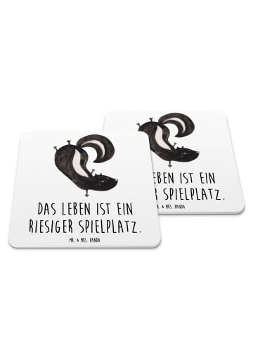 Mr. & Mrs. Panda Untersetzer Stinktier Handstand mit Spruch in Weiß