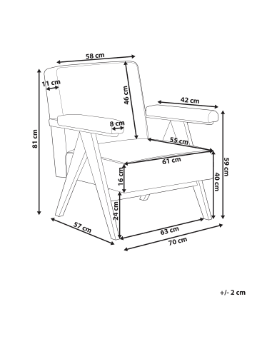 Beliani Sessel EVJE in Beige/Braun - (W) 70 x (H) 81 x (L) 72 cm