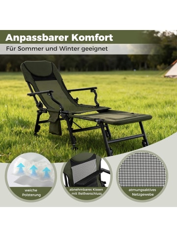 COSTWAY Angelstuhl mit Abnehmbarer Fußablage in Grün