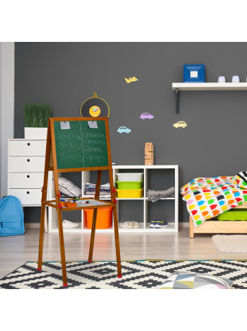 relaxdays Kinderstandtafel in Braun - (B)55 x (H)102-135 x (T)52 cm