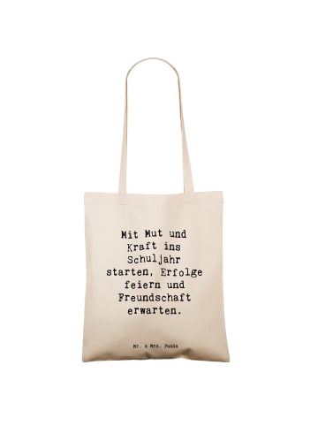 Mr. & Mrs. Panda Schultasche Spruch Mutiger Schulanfang mit Spruch in Creme