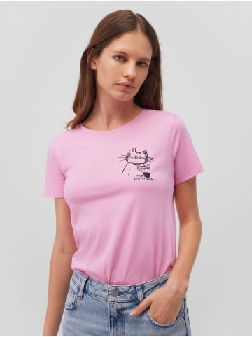 Mavi Jeans Design T-Shirt mit Print-Motiv, Rundhals, Kurzarm in Rosa