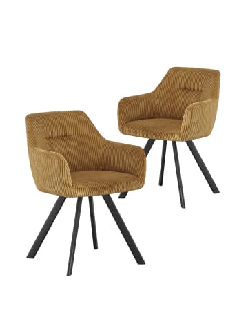 B&D Home 2er-Set: Esszimmerstuhl CYRUS in Gelb - (B)56 x (H)80 x (T)60 cm