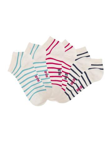 H.I.S Sneakersocken in ecru rot geringelt, ecru marine geringelt