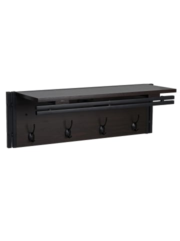 MCW Wandgarderobe A27 mit 4 Haken, Dunkelbraun