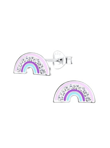 Alexander York Ohrringe - Ohrstecker REGENBOGEN lila KRISTALL in 925 Silber - 2-tlg.
