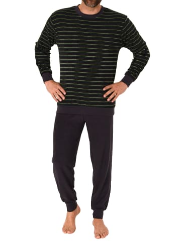 NORMANN langarm Frottee Pyjama Schlafanzug Bündchen - 67718 in grün