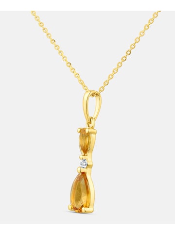 Diamant L'éternel Kette mit Anhänger, mit Citrin, 375 Gelbgold