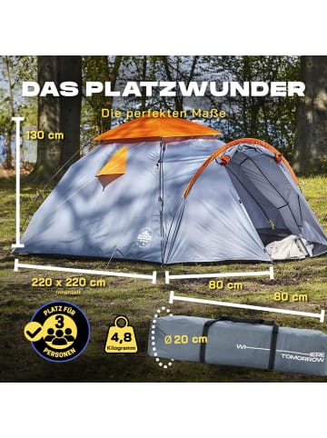 Where Tomorrow 3-Personen-Pop-Up-Zelt grau 220x220x130cm grau