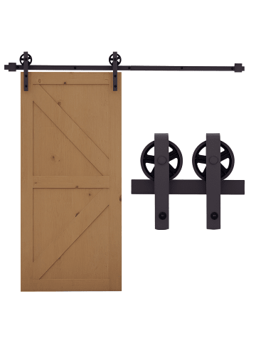 HOMCOM Schiebetür-Beschlagsatz-183L x 4B x 0,6H cm-Braun