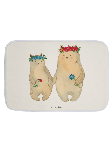 Mr. & Mrs. Panda Duschvorleger Bären mit Blumenkranz ohne Spruch in Weiß