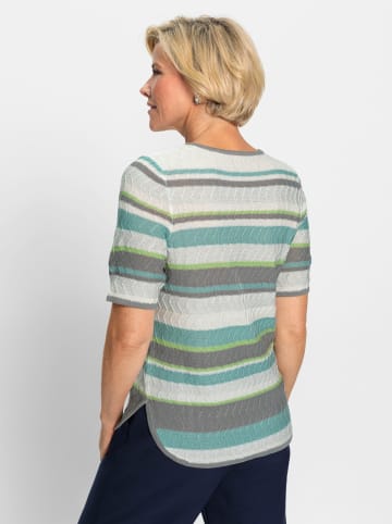 WITT WEIDEN Kurzarmpullover in mint-ecru-geringelt