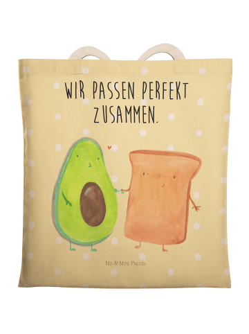 Mr. & Mrs. Panda Einkaufstasche Avocado Toast mit Spruch in Gelb Pastell