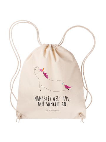 Mr. & Mrs. Panda Sportbeutel Einhorn Yoga mit Spruch in Creme