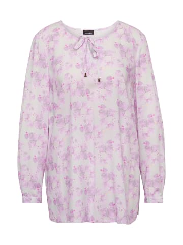 GOLDNER Kurzgröße:  Druckbluse aus feinfädiger Baumwoll-Qualität in perlweiß / gemustert