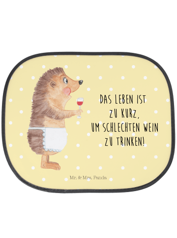 Mr. & Mrs. Panda Auto Sonnenschutz Igel Wein mit Spruch in Gelb Pastell