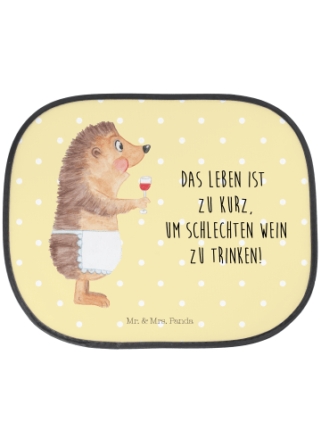 Mr. & Mrs. Panda Sonnenschutz Auto Igel Wein mit Spruch in Gelb Pastell