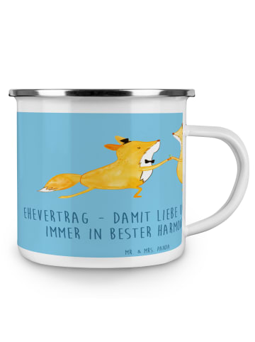 Mr. & Mrs. Panda Metallbecher Ehevertrag Liebe Finanzen mit Spruch in Sky Blue