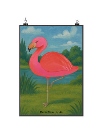 Mr. & Mrs. Panda Bild Flamingo Classic Design ohne Spruch in Weiß